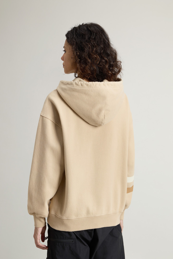 Kapuzenpullover aus reiner Baumwolle mit Streifenmuster am Ärmel Beige photo 3 | Woolrich