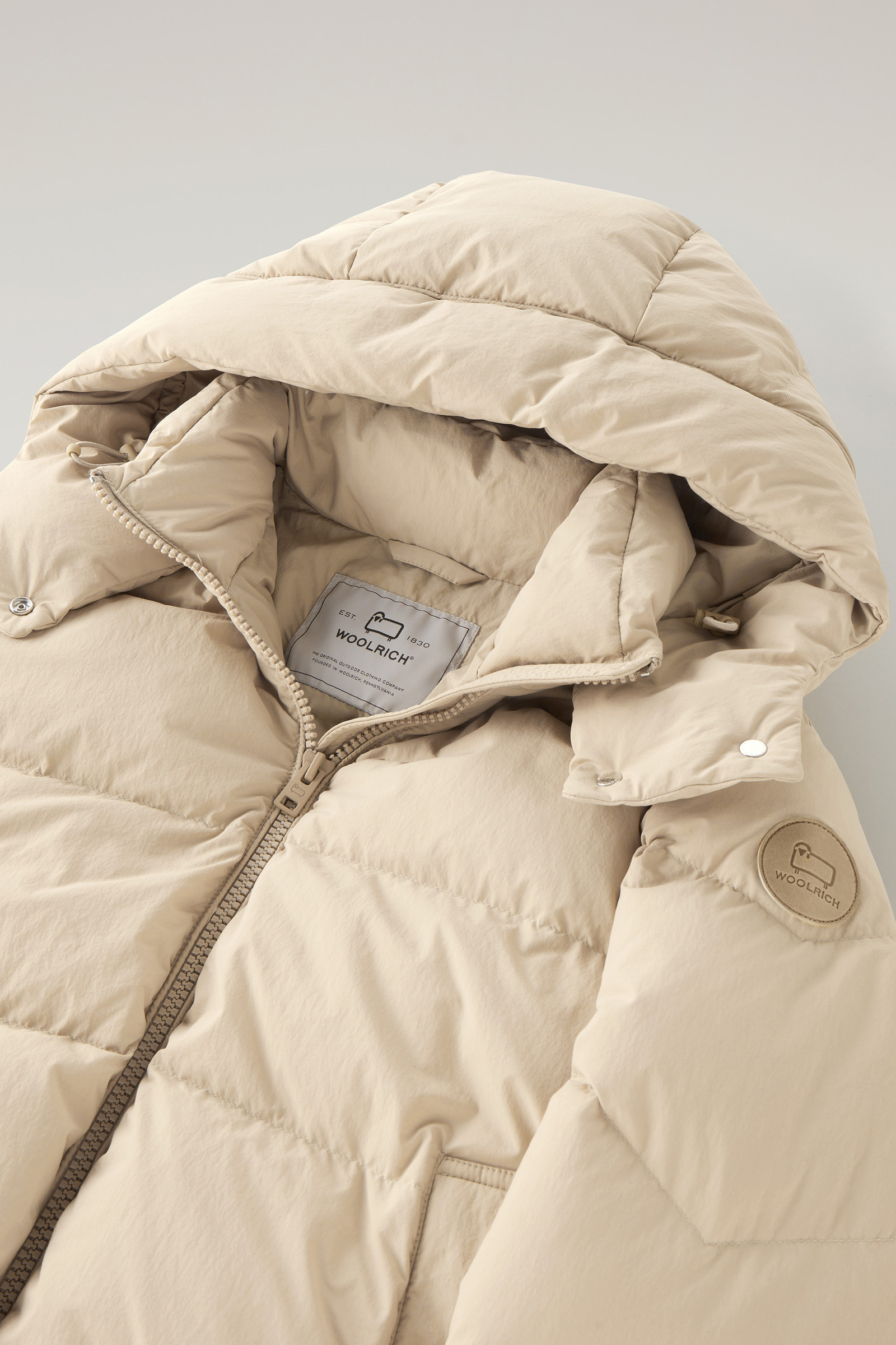 Quilted Down Jacket in Eco Taslan Nylon with Detachable Hood Beige photo 6 | Woolrich