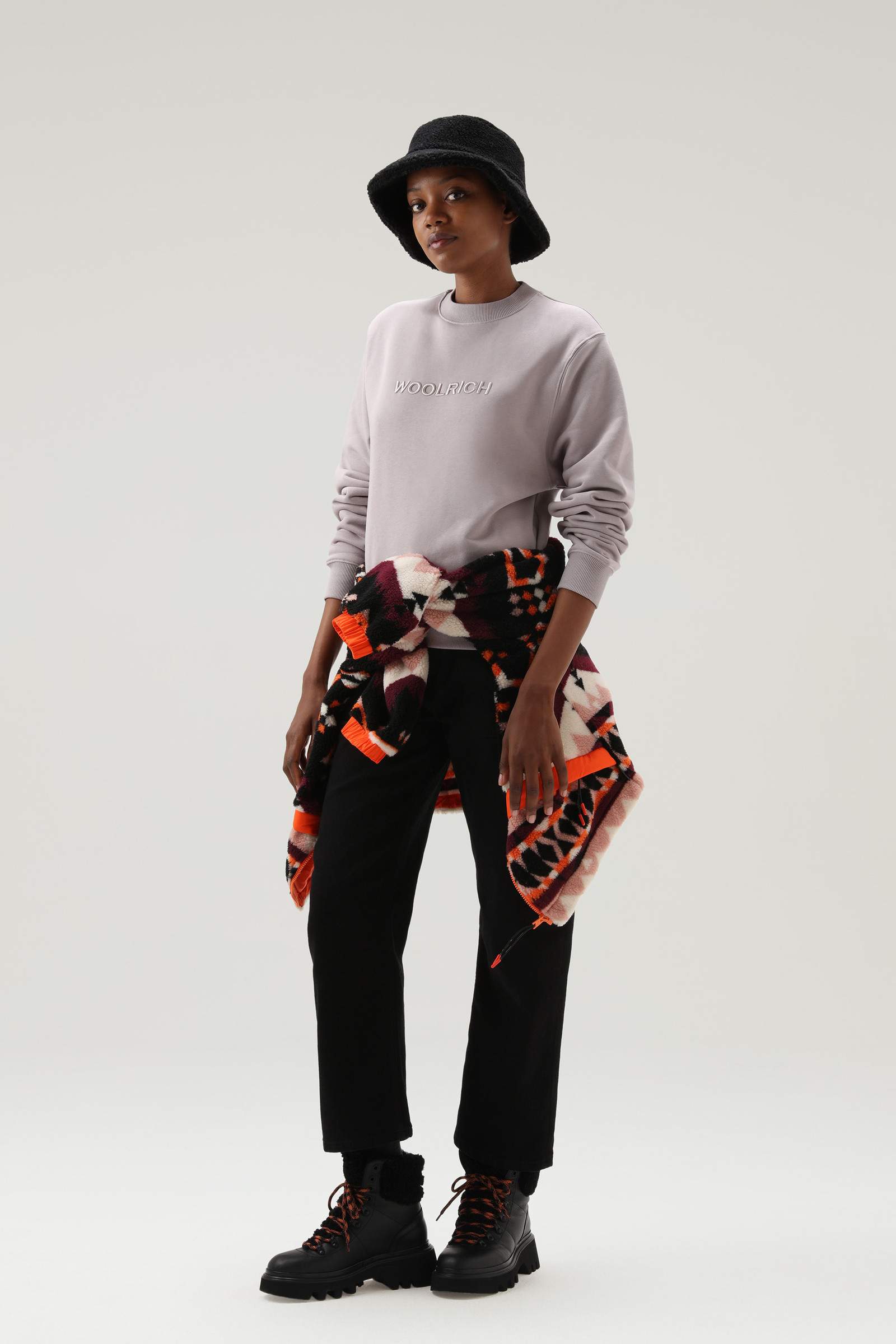 Embroidered Logo Fleece Sweatshirt Lilac photo 2 | Woolrich