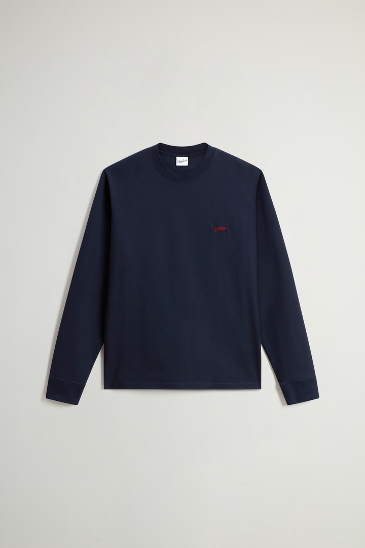 Pure Cotton T-Shirt with Embroidered Logo Blue photo 5 | Woolrich