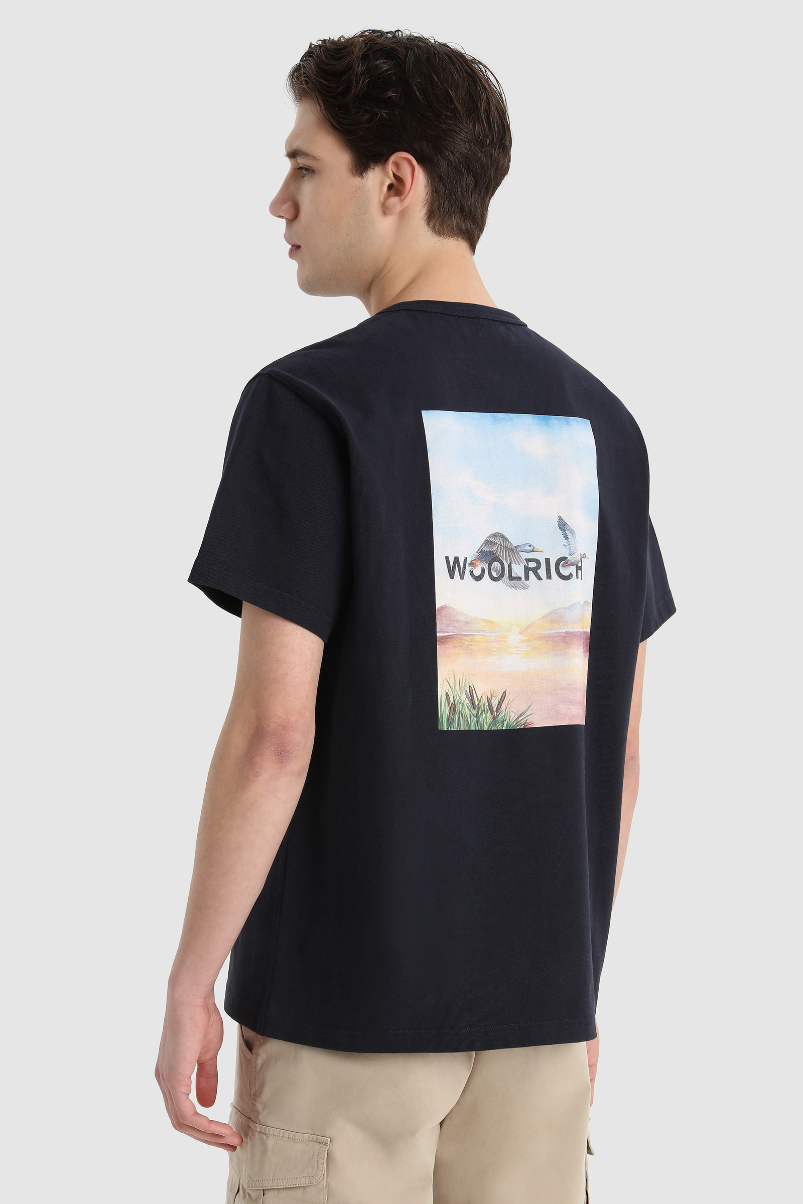T-Shirt with Back Print Blue | Woolrich