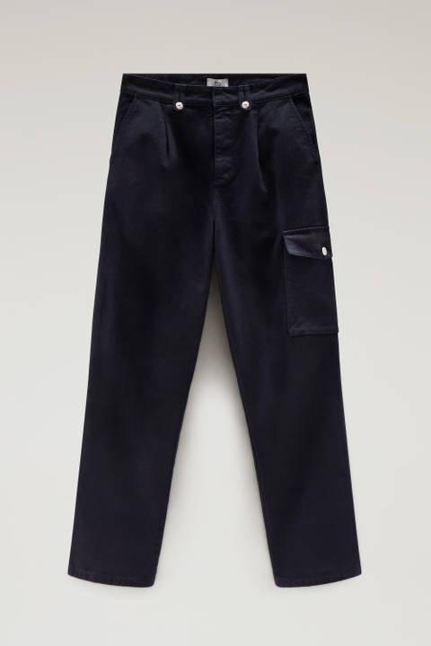 Pantalon cargo teint en pièce en sergé de pur coton Bleu photo 2 | Woolrich