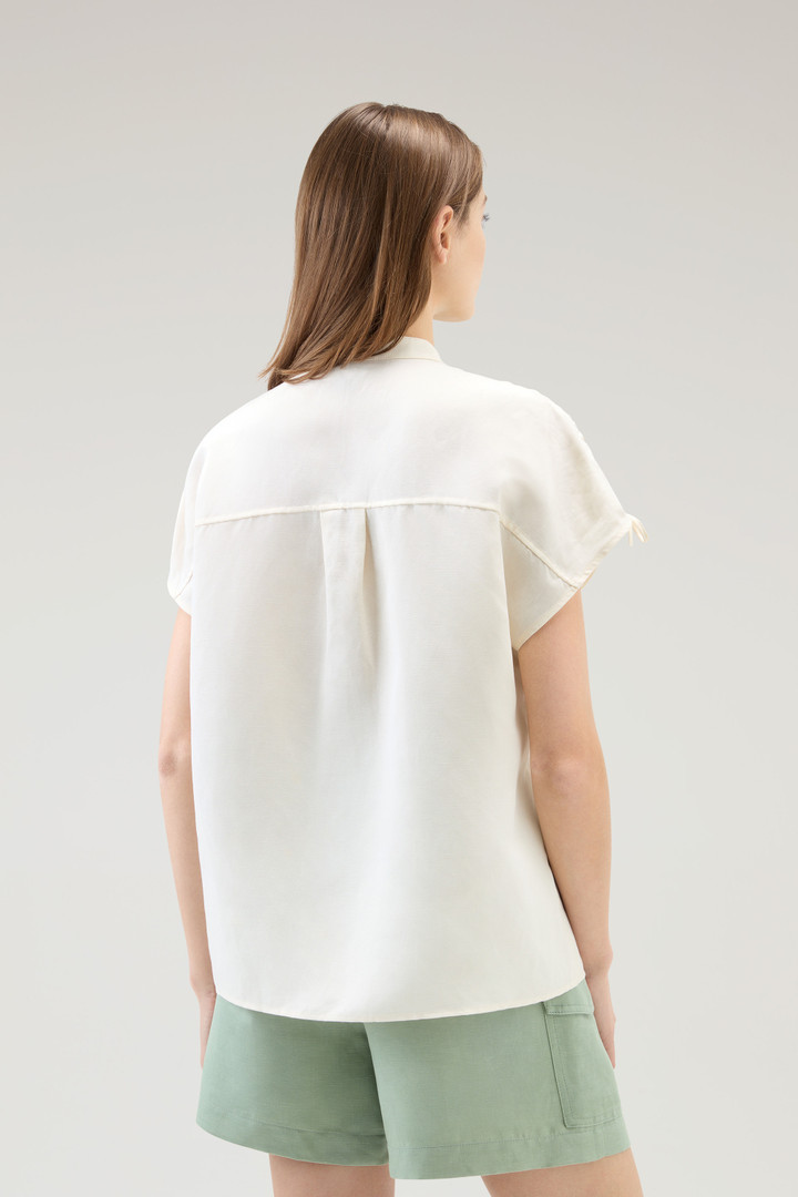 Bluse aus Leinen-Materialmix Weiß photo 3 | Woolrich