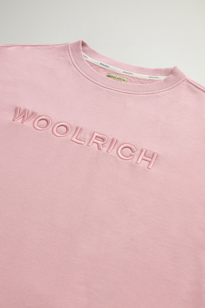 Pure Cotton Crewneck Sweatshirt with Embroidered Lettering on the Chest Pink photo 6 | Woolrich