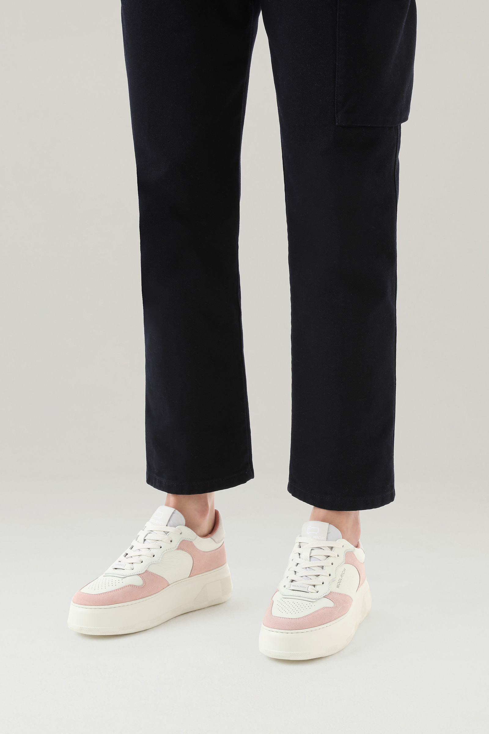 Chunky Court Sneakers in Leather with Suede Inserts Pink photo 6 | Woolrich
