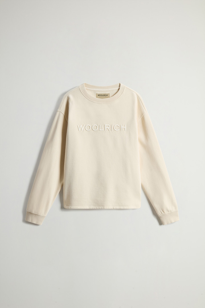 Woolrich Woman Pure Cotton Crewneck Sweatshirt With Embroidered Lettering On The Chest White Size L