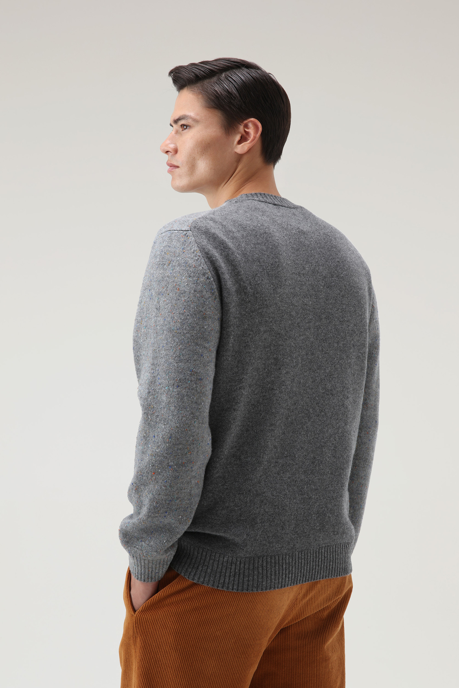 Merino Virgin Wool Crewneck with Tweed-Effect Grey photo 3 | Woolrich