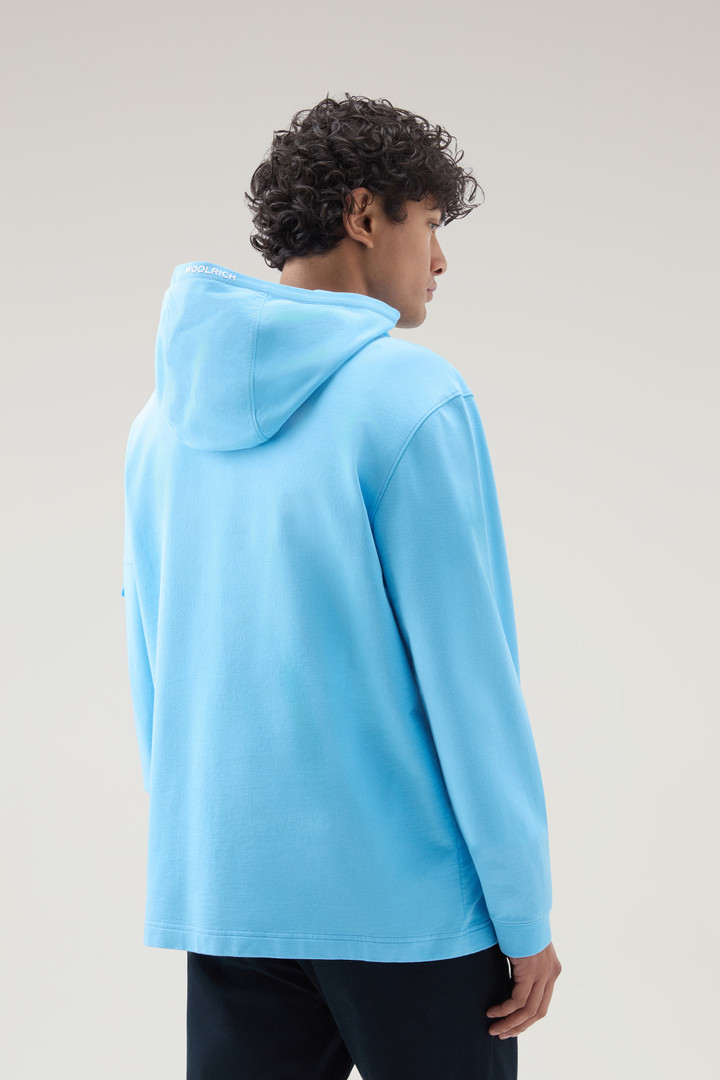 Sweat-shirt à capuche en pur coton avec poche Bleu photo 3 | Woolrich
