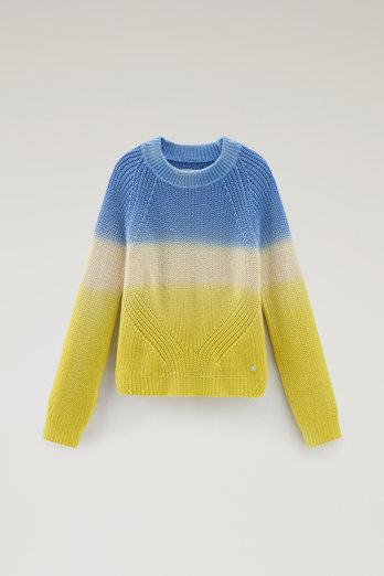 Garment-Dyed Crewneck Sweater in Pure Cotton Blue | Woolrich