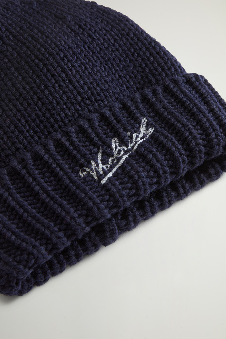 Boys’ Beanie in Pure Virgin Wool with Embroidered Logo Blue photo 3 | Woolrich