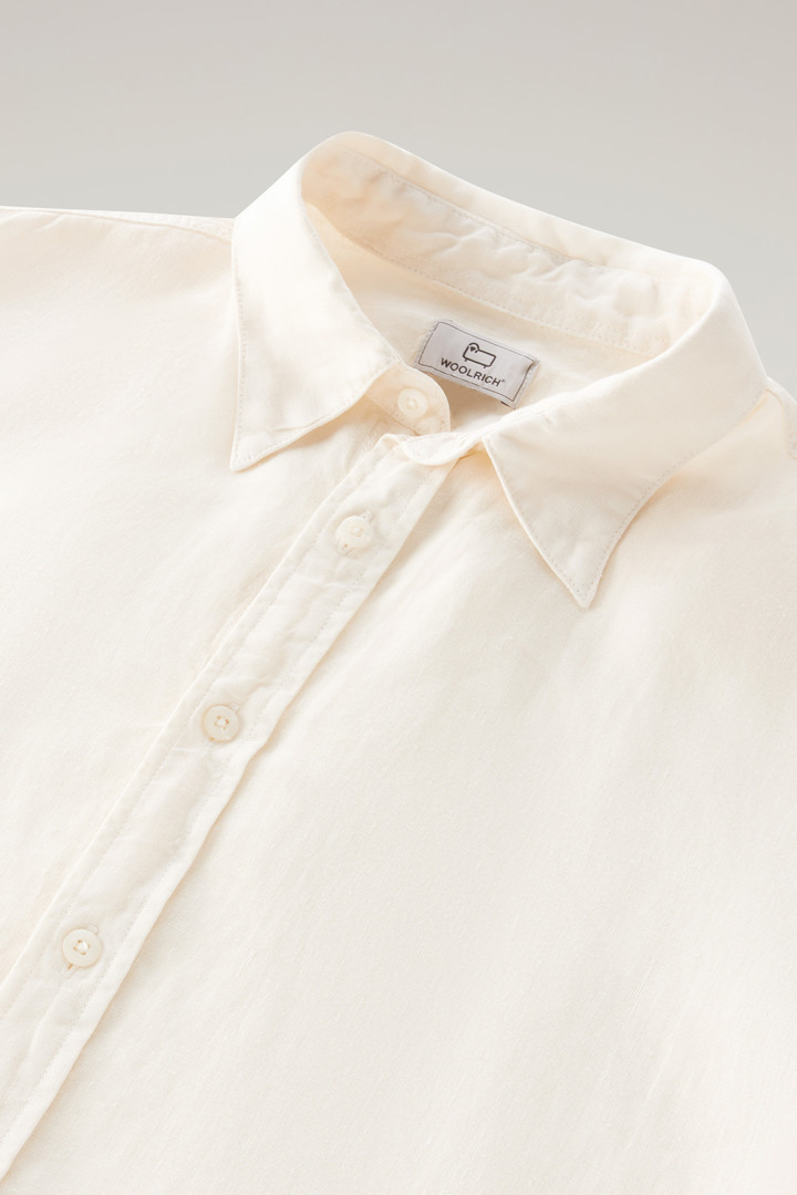 Overhemd van achteraf geverfd, zuiver linnen Wit photo 6 | Woolrich