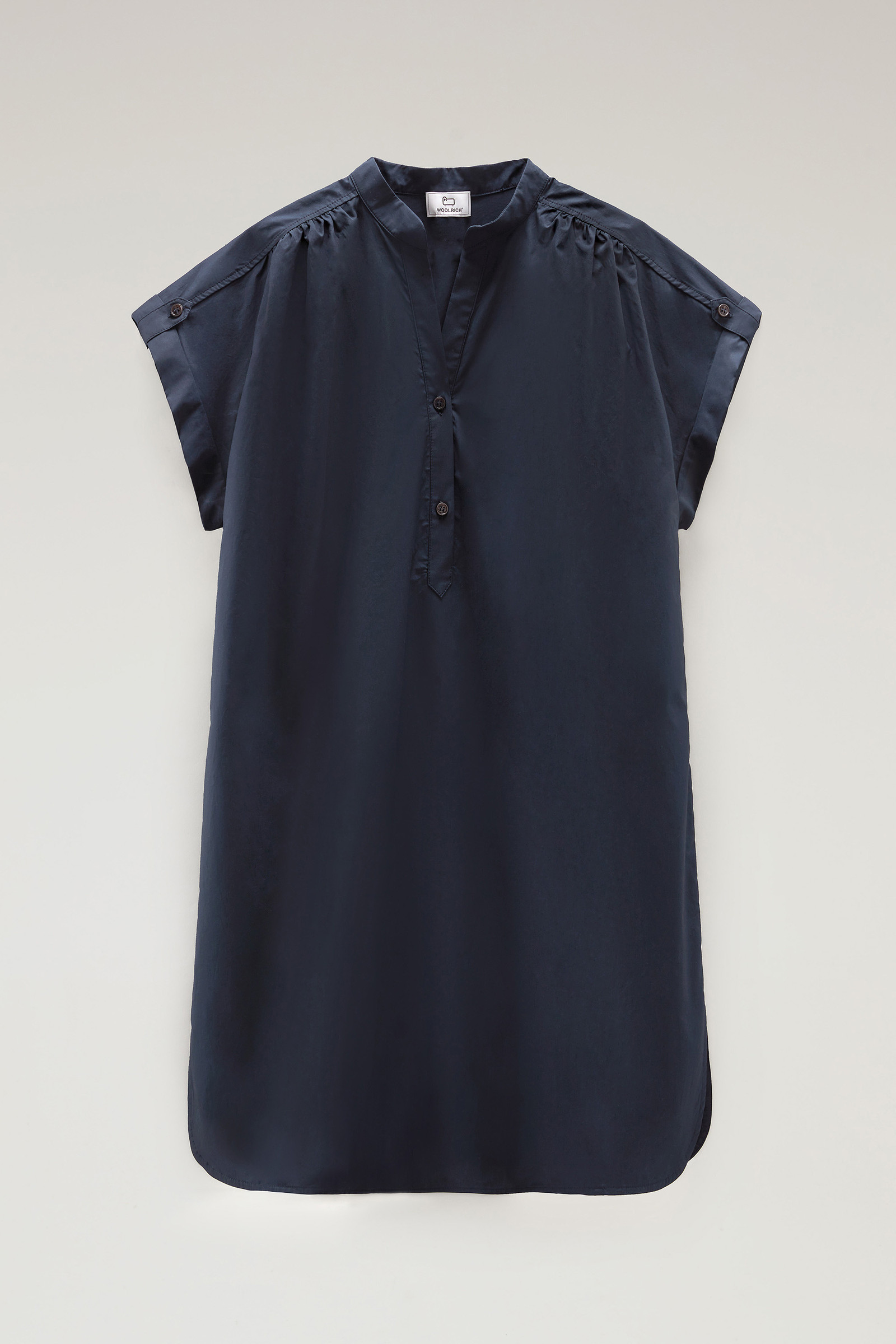 Short Dress in Pure Cotton Poplin with Gathered Details Blue photo 5 | Woolrich