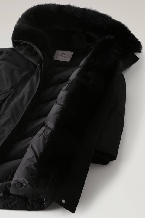 Military Parka in Urban Touch Fabric with Fur Liner Black photo 2 | Woolrich