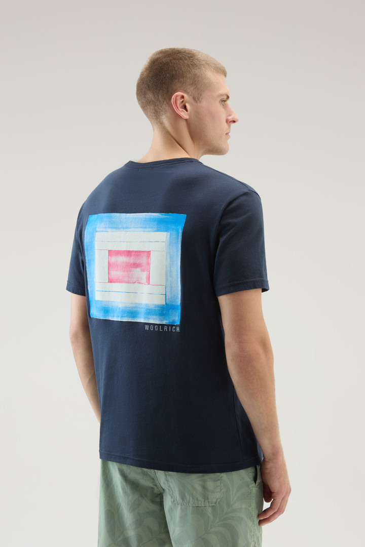 Pure Cotton T-Shirt with Chest Pocket Blue photo 3 | Woolrich