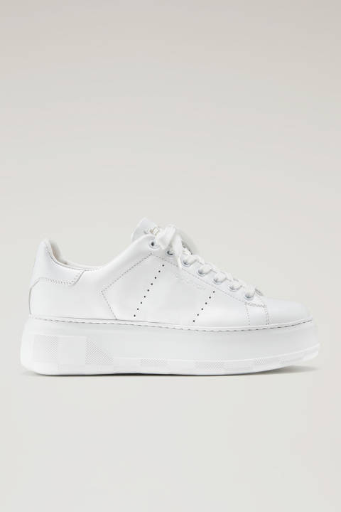 Chunky Court Sneakers in Leather White | Woolrich