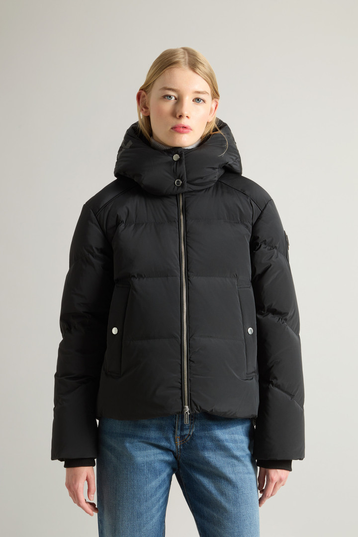 Short Alsea Down Jacket in Stretch Nylon with Detachable Hood Black photo 1 | Woolrich