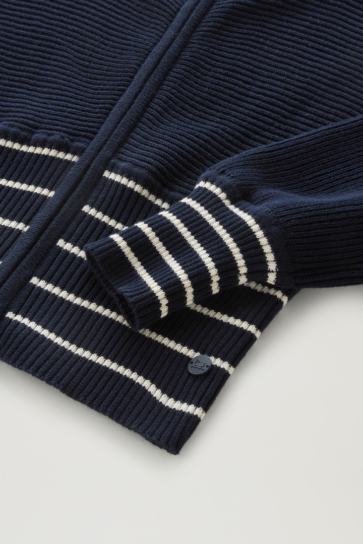 Pull en pur coton à capuche et fermeture zippée Bleu photo 7 | Woolrich