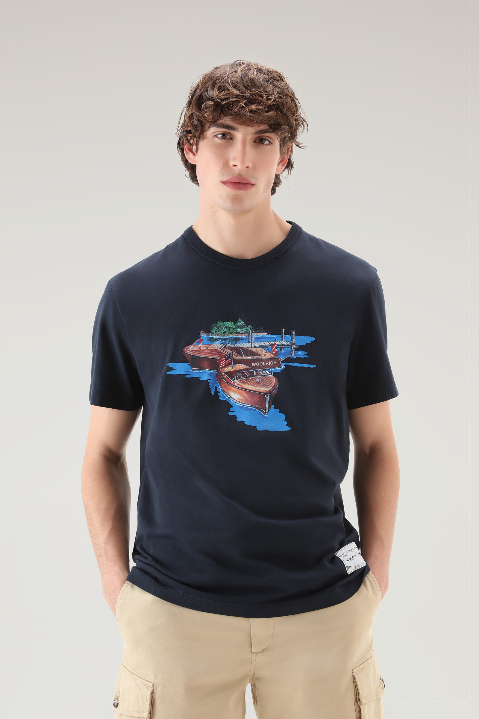 T-shirt Zavikon in puro cotone blu | Woolrich