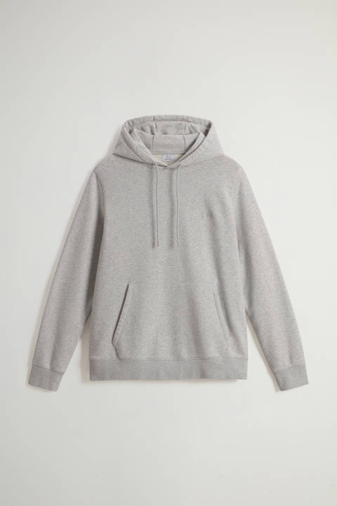 Hoodie in Cotton Fleece with Embroidered Logo Gray photo 2 | Woolrich