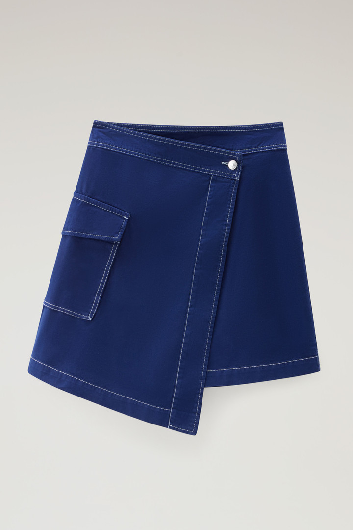Garment-Dyed Wrap Cargo Skirt in Cotton Twill Blue photo 4 | Woolrich