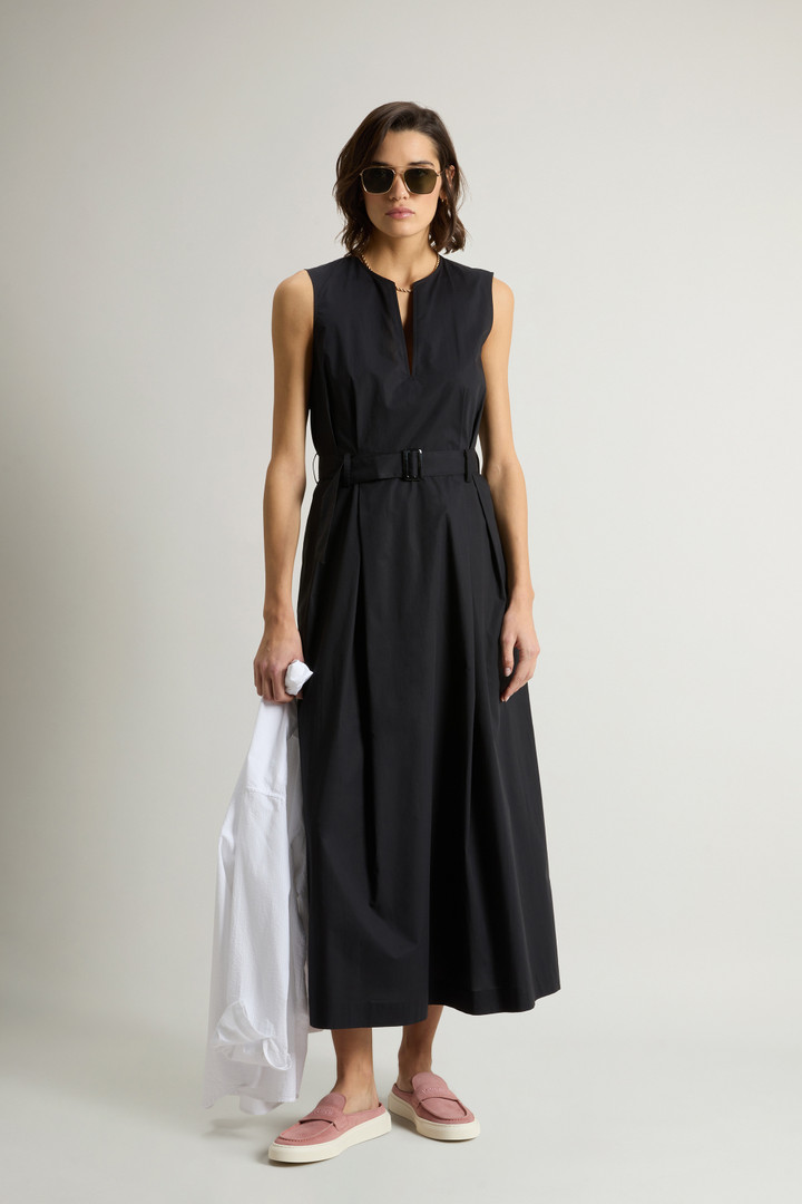 Sleeveless Dress in Pure Cotton Poplin Black photo 2 | Woolrich