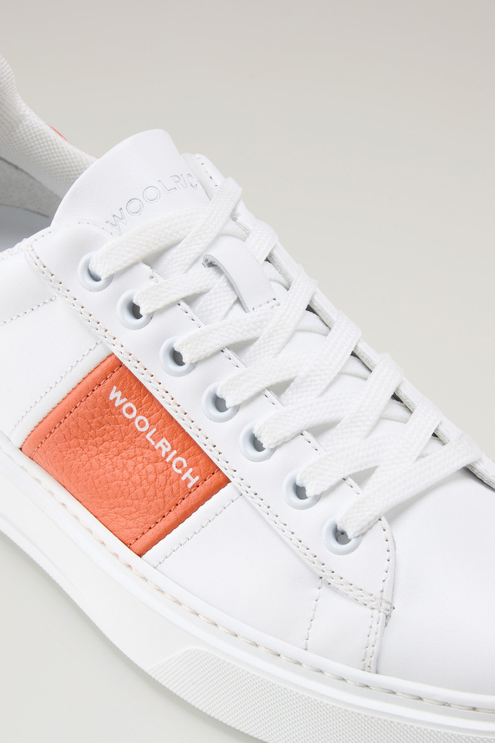 Sneakers Classic Court en cuir avec bande en couleur contrastée Blanc photo 5 | Woolrich