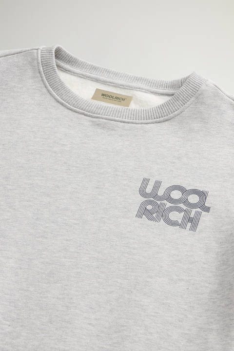 Boys' Crewneck Sweatshirt in Pure Cotton with Logo Gray photo 2 | Woolrich