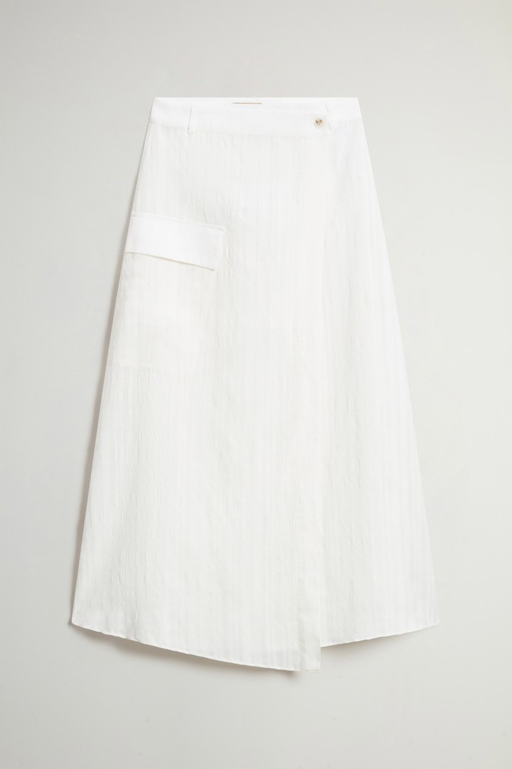 Woolrich donna Gonna in misto cotone e lino a quadri Bianco Taglia XL