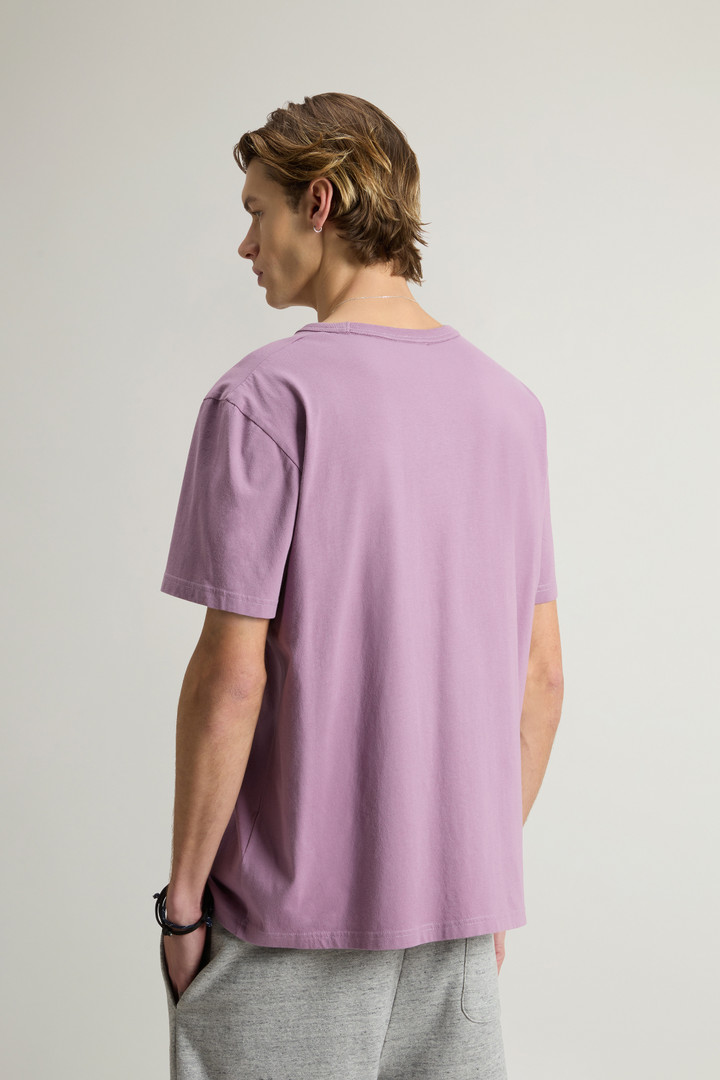 Pure Cotton T-Shirt with Embroidered Logo Purple photo 3 | Woolrich