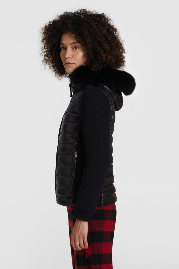 Gewatteerde hoody met capuchon en vossenbont