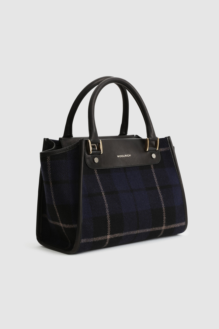 Wool Tote Bag with check pattern