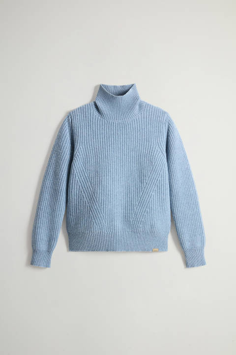 Canberra Turtleneck Sweater in Pure Virgin Wool Blue photo 2 | Woolrich