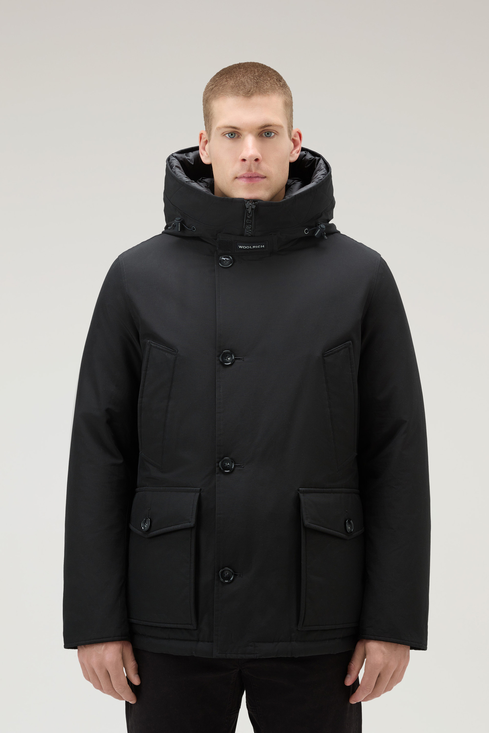 Woolrich Men's Arctic Parka in Ramar Cloth with Detachable Fur Trim Color Black Size XL