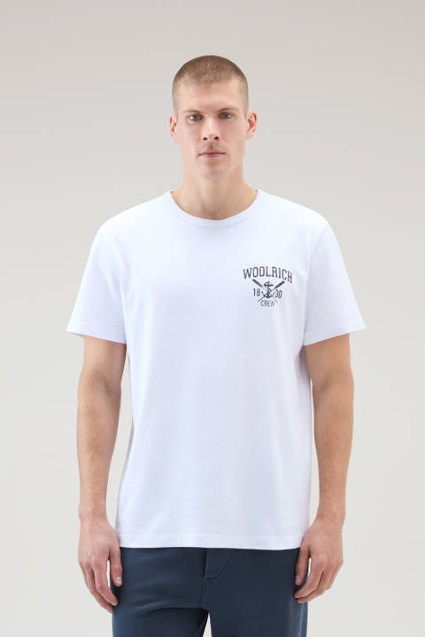 T-Shirt aus reiner Baumwolle mit nautischem Print Weiß | Woolrich