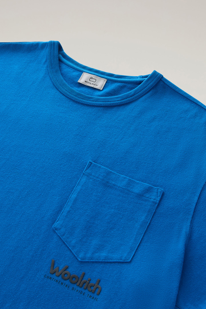 Pure Cotton T-Shirt with Trail Print Blue photo 6 | Woolrich