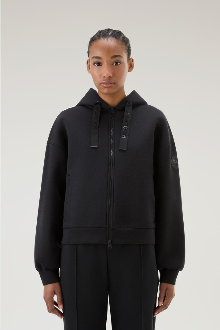 Women's Full-zip Hoodie in Mixed Cotton Black | Woolrich USA