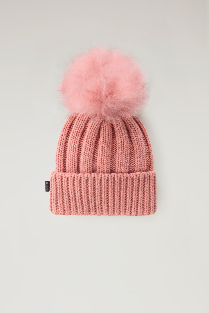 Girls' Beanie in Pure Virgin Wool with Cashmere Pom-Pom Pink photo 2 | Woolrich