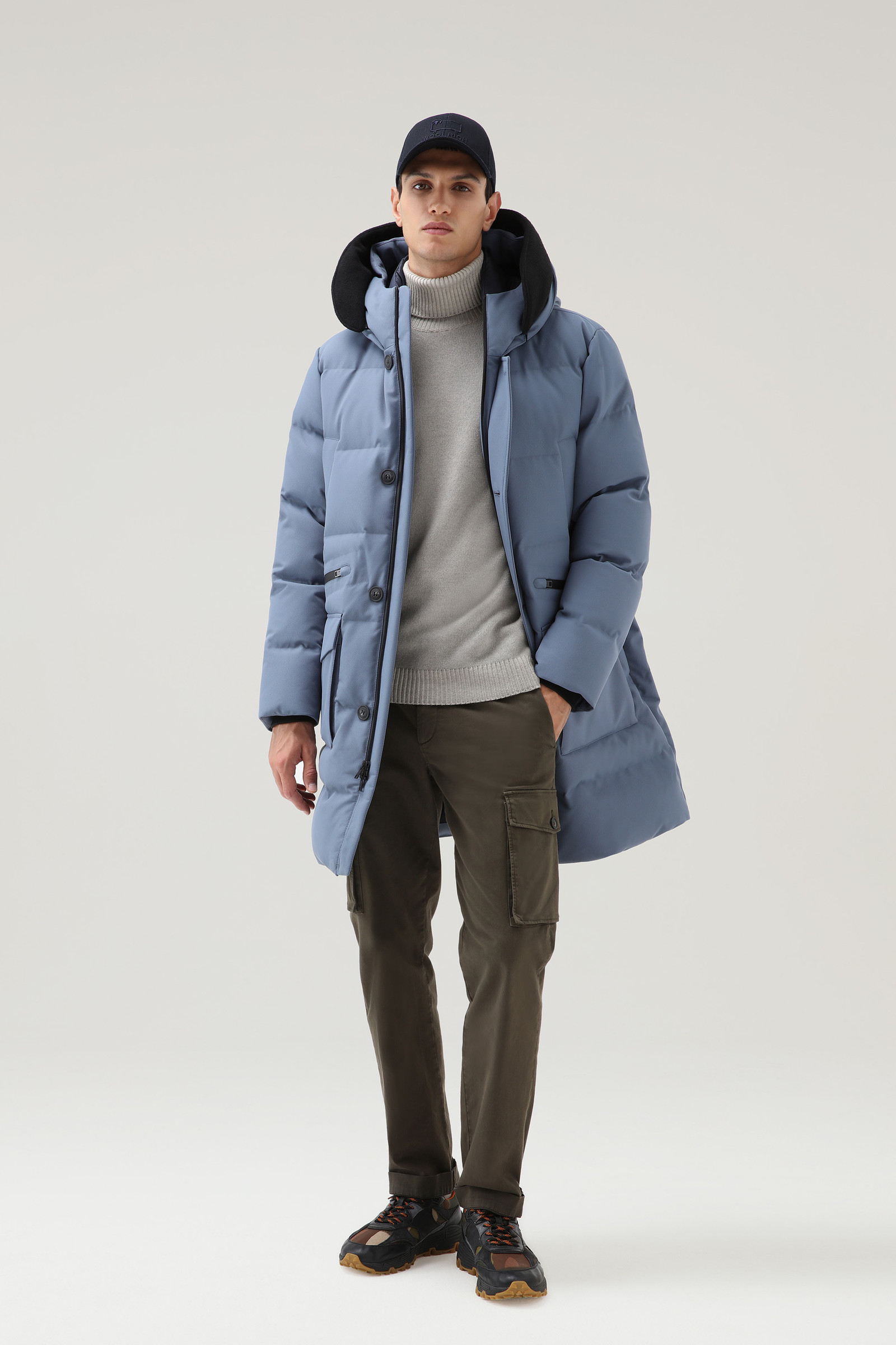 Wasserdichter Parka mit abnehmbarem Logo-Wollschirm Blau photo 2 | Woolrich