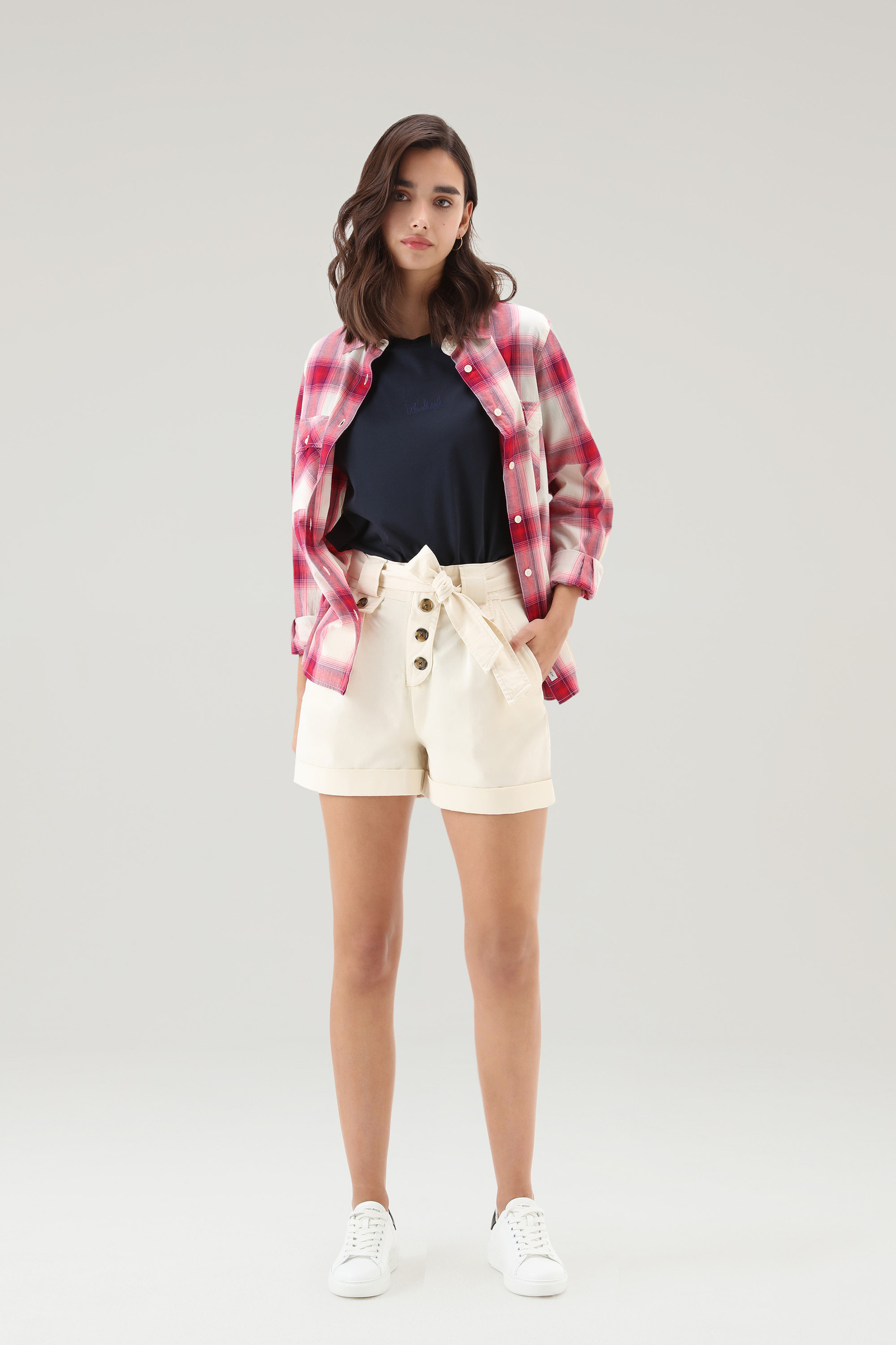 Garment-Dyed Shorts in Stretch Cotton Twill White photo 2 | Woolrich