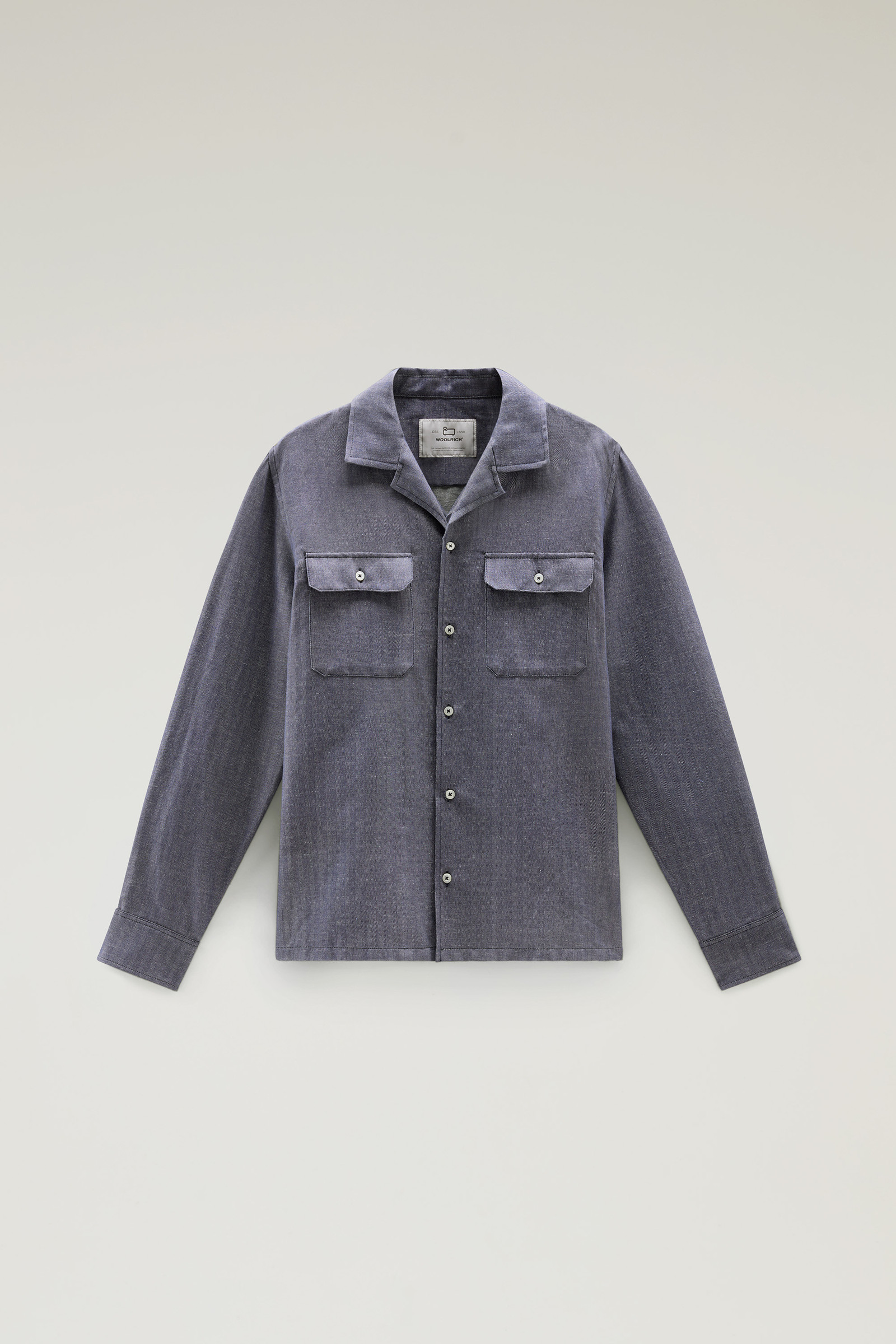Surchemise en coton et lin mélangés bleu photo 5 | Woolrich