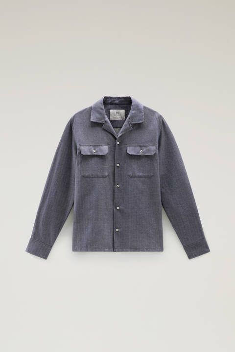 Overshirt in a Cotton Linen Blend Blue photo 2 | Woolrich