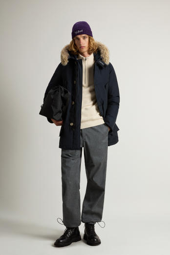 Arctic Parka in Ramar Cloth with Detachable Fur Trim Blue | Woolrich