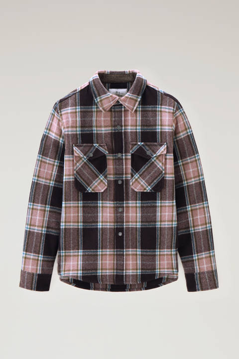 Alaskan Check Overshirt in Recycled Italian Wool Blend Pink | Woolrich