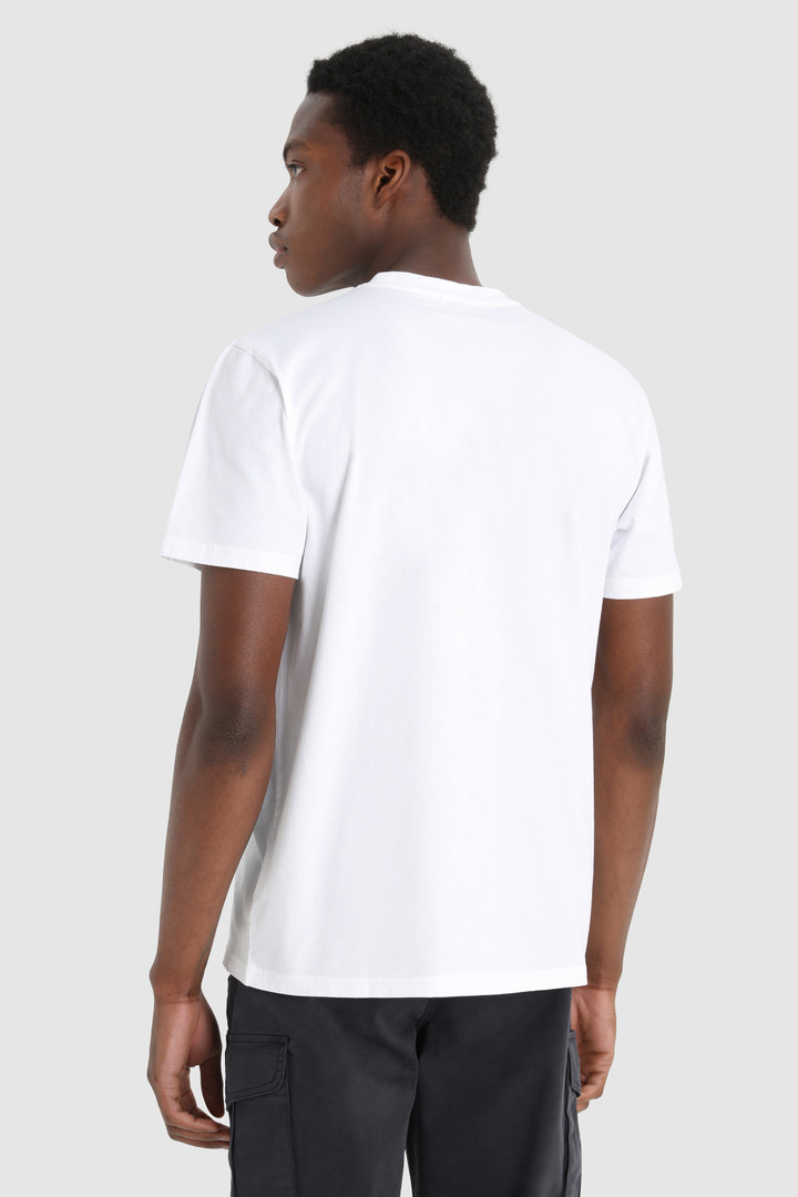 Camiseta de algodón ecológico con logotipo en el pecho blanco photo 3 | Woolrich