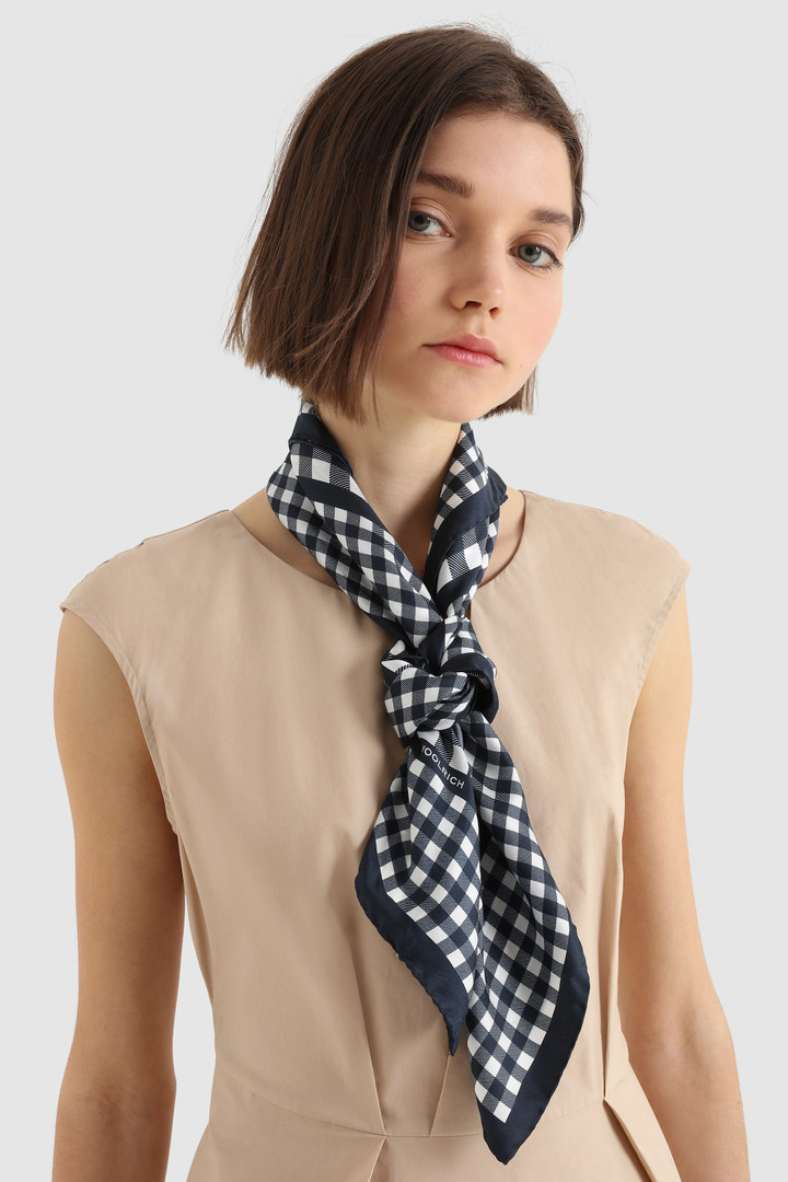 Foulard en soie vichy bleu photo 4 | Woolrich
