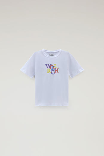 Boys' Pure Cotton T-Shirt with Graphic Print White | Woolrich
