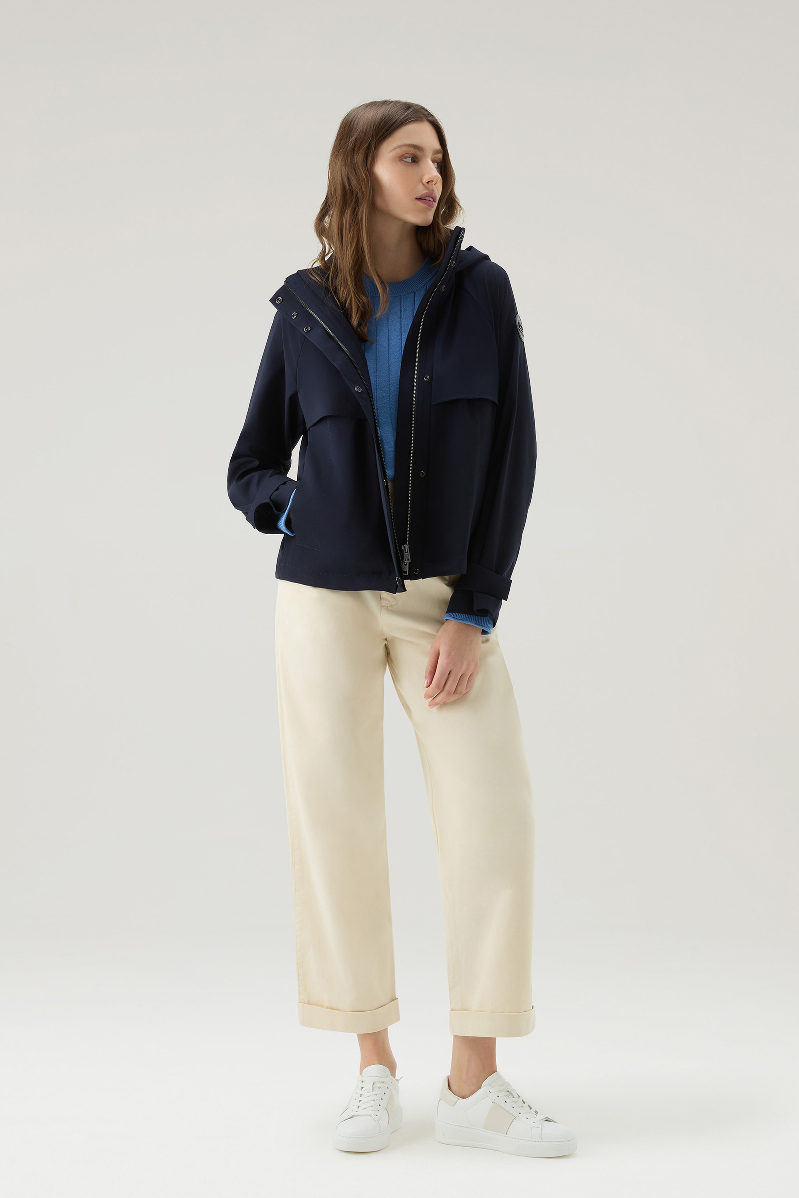 Parka corto in pura lana vergine Vitale Barberis Canonico con cappuccio blu photo 2 | Woolrich