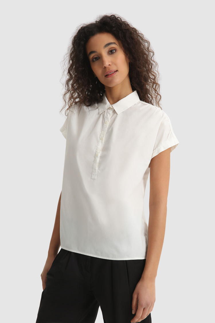 Popeline blouse Henley