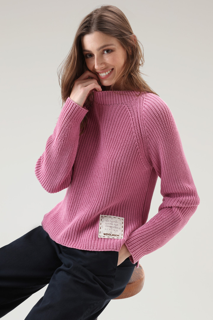 Jersey con cuello redondo de algodón puro teñido en prenda de manera natural Rosa photo 4 | Woolrich