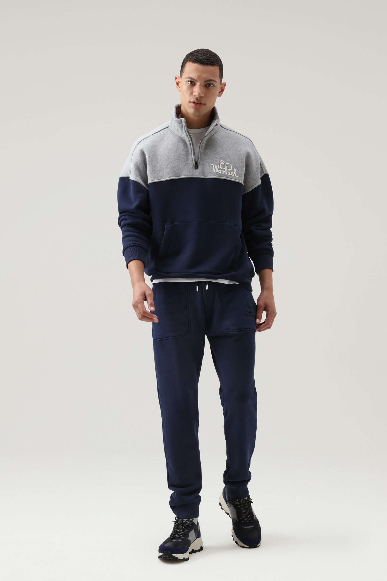 Jogger Pants in Pure Cotton Fleece Blue photo 2 | Woolrich